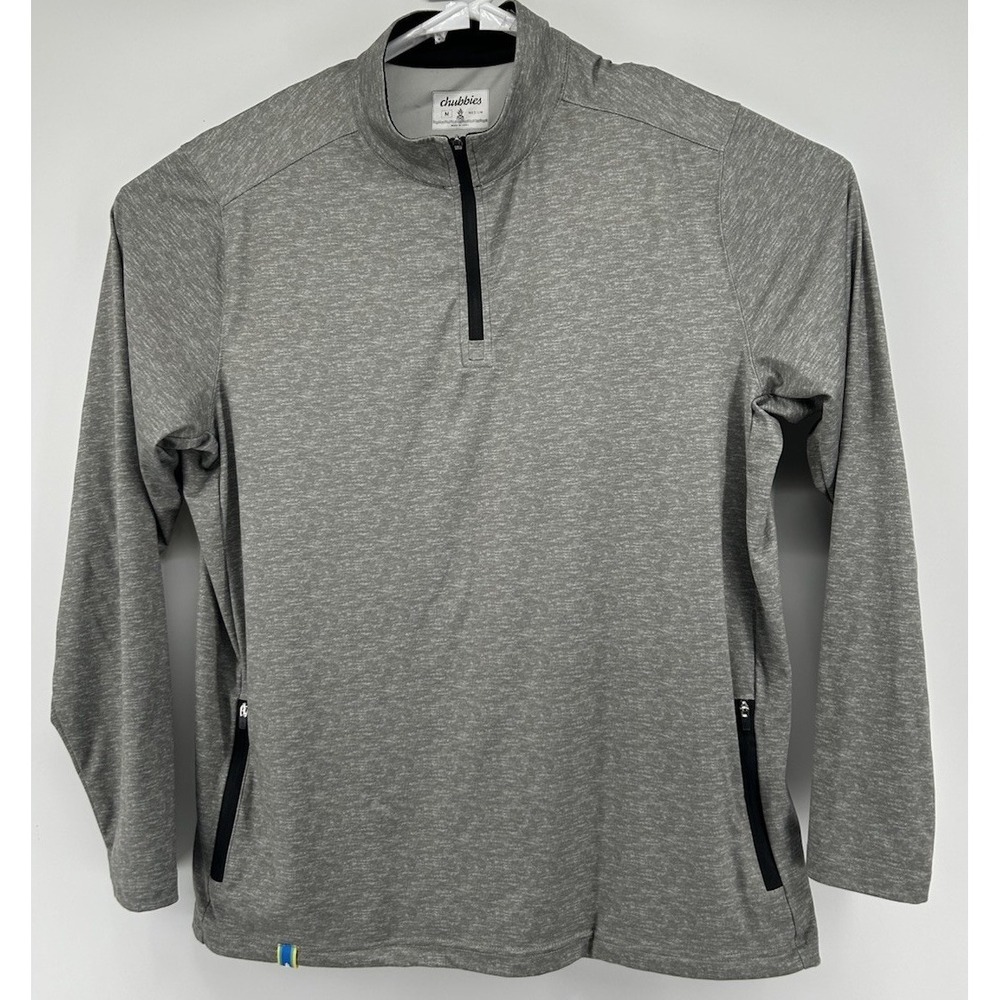 Chubbies Long Sleeve Poly Blend Stretch Quarter Zip Gray Men's Size Medium